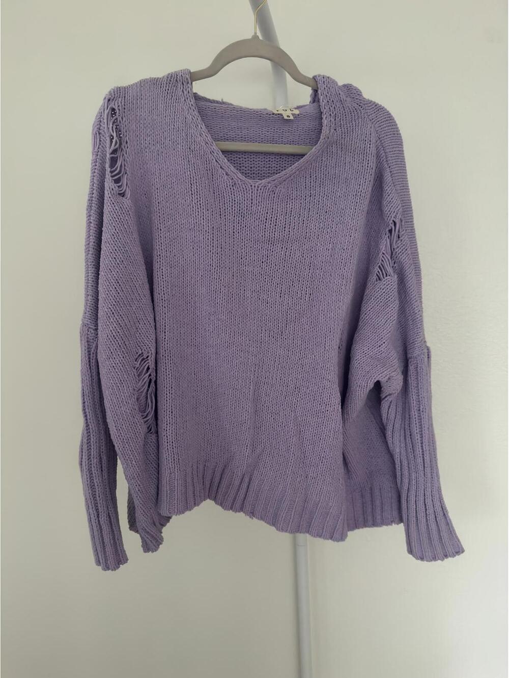 POL-Distressed Lavendar Sweater
